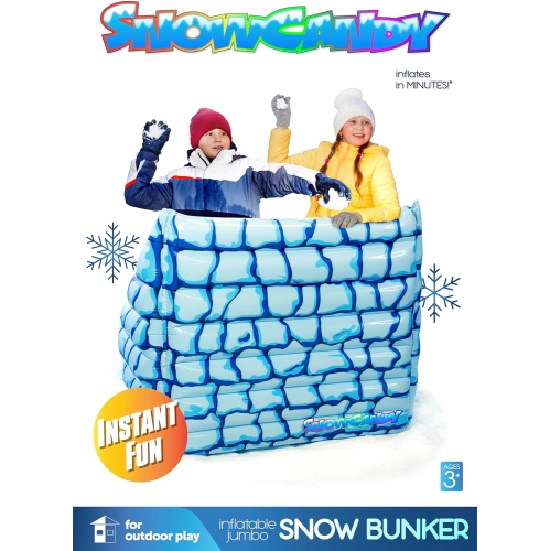 SNOWCANDY Inflatable Jumbo Snow Bunker- The Ultimate Snowball Fight Bunker to Protect You from Incoming snowballs- Portable Snowball Defence for