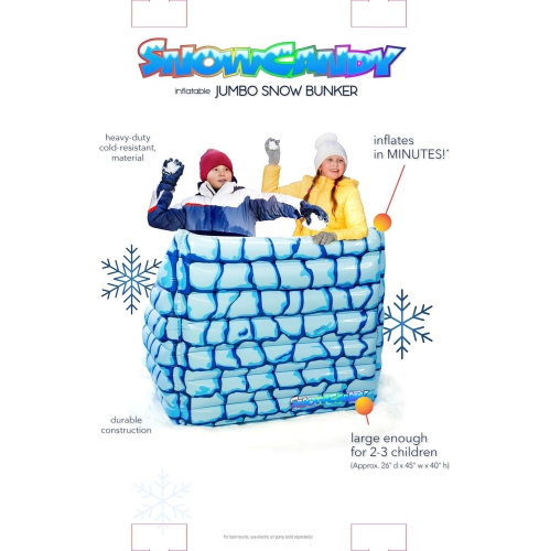 SNOWCANDY Inflatable Jumbo Snow Bunker- The Ultimate Snowball Fight Bunker to Protect You from Incoming snowballs- Portable Snowball Defence for