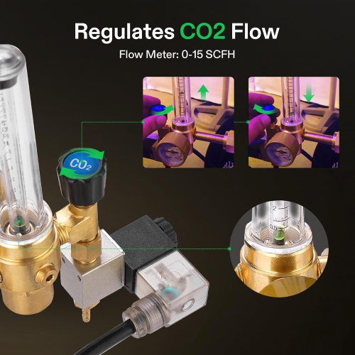 VIVOSUN Hydroponics CO2 Regulator Emitter System with Solenoid Valve Flowmeter for Grow Room Grow Tent Garden House