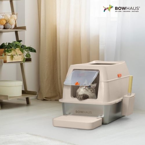 CAPHAUS XL 3 in 1 Enclosed Stainless Steel Cat Litter Box w/Lid, Extra Large High Sided Metal Cat Litter Pan, High Sided Steel Litter Box w/Scoop