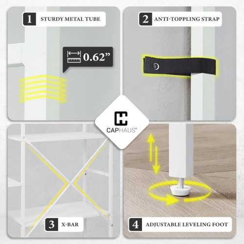 CAPHAUS Triple Column 4 Tier Bookshelf,