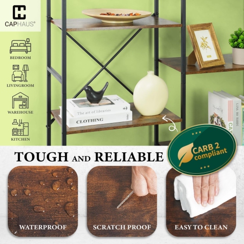 CAPHAUS Triple Column 4 Tier Bookshelf,