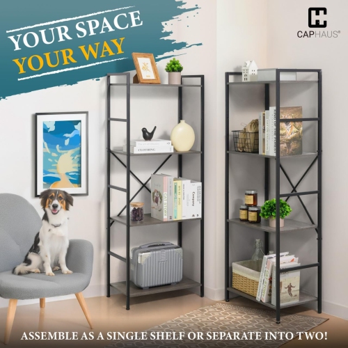 CAPHAUS Triple Column 4 Tier Bookshelf,