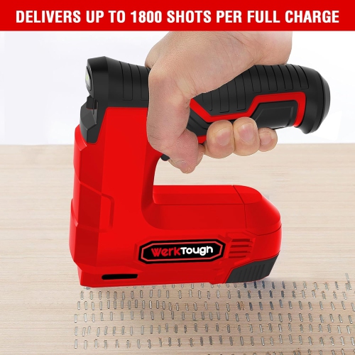 Powertough 4V Cordless Staple Gun/Brad Nailer Upholstery Staple Gun Heavy Duty 2 in 1 USB Without Charger Cable 2000pcs Staples and Brad Nails