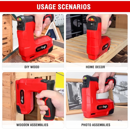 Powertough 4V Cordless Staple Gun/Brad Nailer Upholstery Staple Gun Heavy Duty 2 in 1 USB Without Charger Cable 2000pcs Staples and Brad Nails