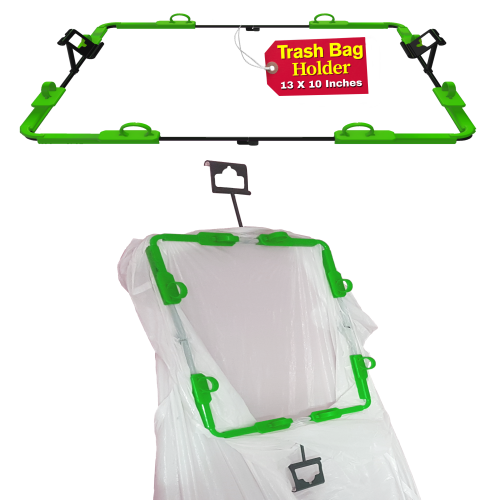 BagEZ Small Hanging Steel Trash Bag Holder, 10 x 13 Inch, Fits 10–33 Gallon Bags, Portable Frame for Indoor & Outdoor Waste and Storage