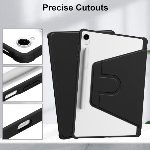 For Samsung Galaxy Tab S10FE+ 13.1" Rotating Acrylic Case with Full Coverage and Ultra-Thin Front Support - Dark Green