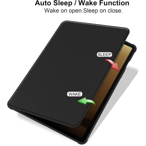 For Samsung Galaxy Tab S10FE+ 13.1" Rotating Acrylic Case with Full Coverage and Ultra-Thin Front Support - Black