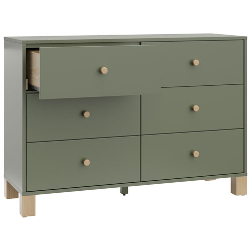 Commode à 6 tiroirs pour enfants California de Storkcraft - Olive avec bois flotté