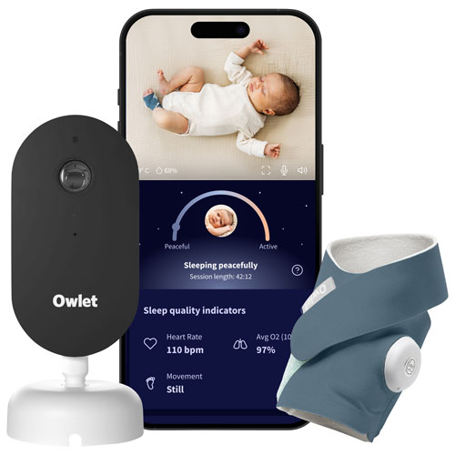 Owlet Dream Duo with Dream Sock Baby Monitor & 2K HD Dream Sight Camera - Bedtime Blue