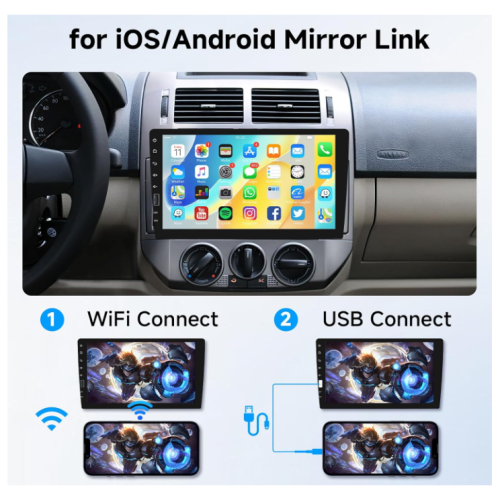Car Stereo Single Din with Wireless Carplay & Android Auto, 9 Inch IPS Touch Screen Radio with Bluetooth GPS Car Audio Receivers, Mirror Link, FM