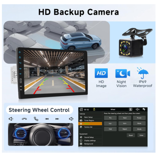 Car Stereo Single Din with Wireless Carplay & Android Auto, 9 Inch IPS Touch Screen Radio with Bluetooth GPS Car Audio Receivers, Mirror Link, FM