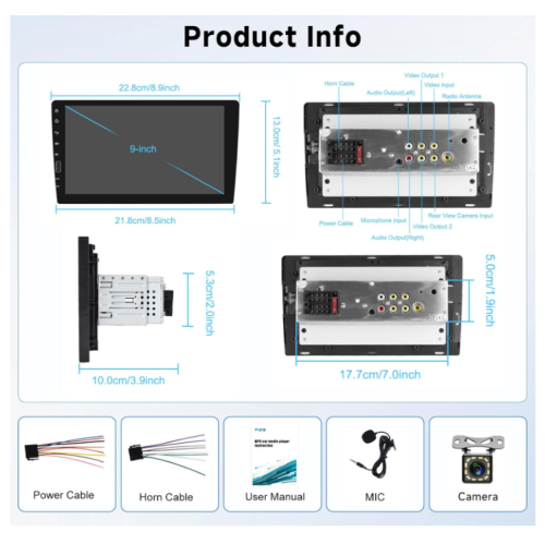 Car Stereo Single Din with Wireless Carplay & Android Auto, 9 Inch IPS Touch Screen Radio with Bluetooth GPS Car Audio Receivers, Mirror Link, FM