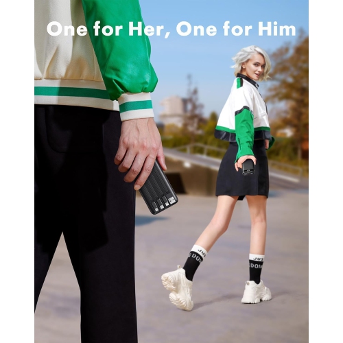 Chargeur portable - 10000 mAh avec écran LCD et câbles intégrés - 6 sorties, 3 entrées, chargeur portable à chargement rapide 3 A pour