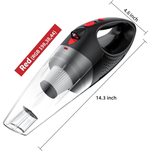 Aspirateur portatif sans fil Powools avec 2 filtres, aspirateur de voiture haute puissance avec technologie Fast Charge, mini aspirateur portatif