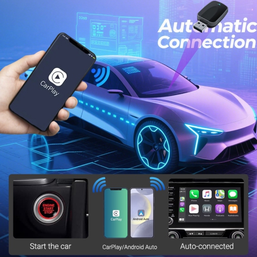 Wireless CarPlay Converter - Wired to wireless CarPlay box, automatic connection, support original car control, plug and play, 5.8GHz WiFi and
