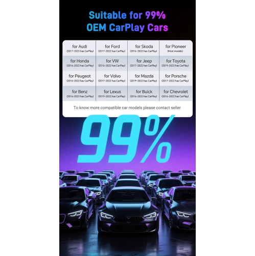 Wireless CarPlay Converter - Wired to wireless CarPlay box, automatic connection, support original car control, plug and play, 5.8GHz WiFi and