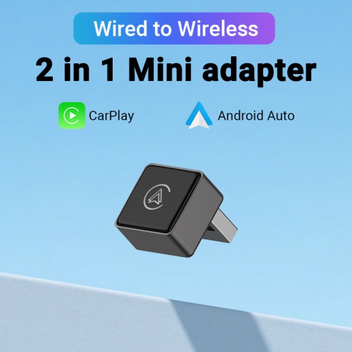 2-in-1 Wireless CarPlay-Android Auto Converter Bluetooth/WiFi Automatic Connection Supports Original Car Control Plug and Play CarPlay Box Car Adapter