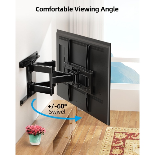 Full Motion TV Wall Mount for Most 26-70 Inch TVs Up to 132 LBS, Max VESA 400x400mm, Wall Mount TV Bracket with Swivel Extension Articulating Tilting