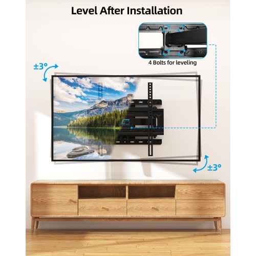 Full Motion TV Wall Mount for Most 26-70 Inch TVs Up to 132 LBS, Max VESA 400x400mm, Wall Mount TV Bracket with Swivel Extension Articulating Tilting