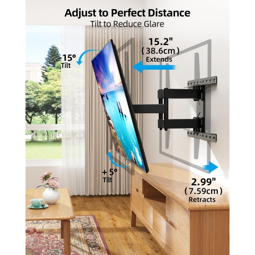 Full Motion TV Wall Mount for Most 32-85 inch TVs up to132 lbs, TV Mount Swivel and Tilt with Dual Articulating Arms, Wall Mount TV Bracket Max VESA