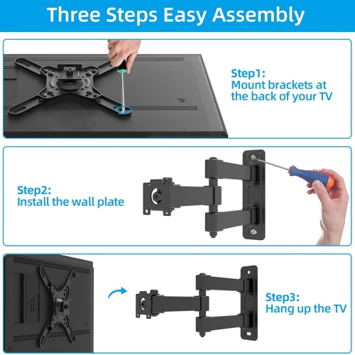 Full Motion TV Wall Mount for 17-42” TVs & Monitors, Unique 360° Ball Joint Rotatable TV Mount with Swivel Tilt Articulating Arms Extension, Max VESA