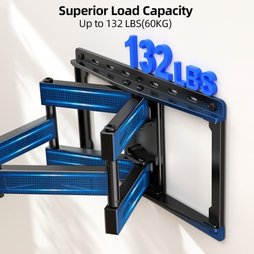 Full Motion TV Wall Mount for Most 32-85 inch TVs up to132lbs, Max VESA 600x400mm, Wall Mount TV Bracket Dual Articulating Arms, Swivel, Tilting,