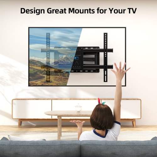 Full Motion TV Wall Mount for Most 32-85 inch TVs up to132lbs, Max VESA 600x400mm, Wall Mount TV Bracket Dual Articulating Arms, Swivel, Tilting,