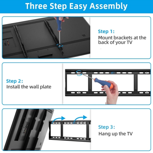 Heavy Duty Fixed TV Wall Mount Holds up to 264Lbs, for 48-120 inch Flat Curved TV Mount Bracket Fits 16"/18"/24"/28" Wood Stud, Max VESA 800x600mm