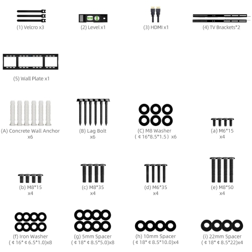 Heavy Duty Fixed TV Wall Mount Holds up to 264Lbs, for 48-120 inch Flat Curved TV Mount Bracket Fits 16"/18"/24"/28" Wood Stud, Max VESA 800x600mm