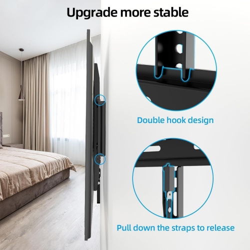 Heavy Duty Fixed TV Wall Mount for Most 32-84 Inch Flat TVs, Max VESA 600X400mm up to 165lbs Fits 16/18/24 Inch Wood Studs, Universal Low Profile