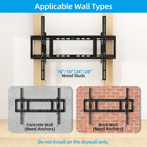 Tilting TV Wall Mount for Most 48-120 inch Flat Curved TVs up to 200 lbs,Heavy Duty TV Mount Max VESA 800x600mm,Wall Mount TV Bracket Fit 16"18"24"