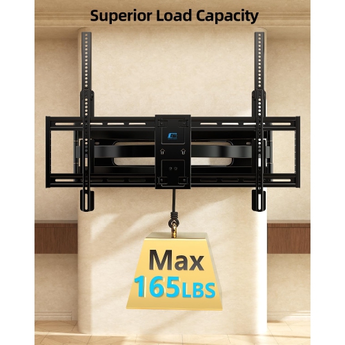 Full Motion Long Arm TV Wall Mount Bracket, Fits 75, 80, 85, 86, 98, 100 inch Flat or Curved TVs Up to 800x600 VESA & 165LBS, TV Mount with Full