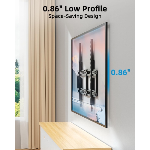 Large Fixed TV Wall Mount for 42-100" Flat/Curved TVs up to 200lbs, Low Profile Heavy Duty TV Mount Bracket Fits 16", 24", 32" Wood Stud, for LED