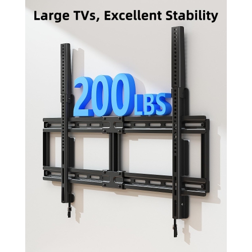 Large Fixed TV Wall Mount for 42-100" Flat/Curved TVs up to 200lbs, Low Profile Heavy Duty TV Mount Bracket Fits 16", 24", 32" Wood Stud, for LED