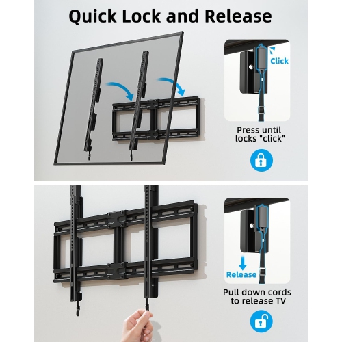 Large Fixed TV Wall Mount for 42-100" Flat/Curved TVs up to 200lbs, Low Profile Heavy Duty TV Mount Bracket Fits 16", 24", 32" Wood Stud, for LED