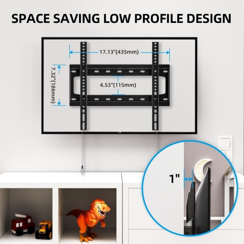 Fixed TV Wall Mount, Low Profile TV Mount for Most 26-65 inch Flat/Curved TVs, Wall Mount TV Bracket with Max VESA 400X400mm Holds up to 100lbs Fits