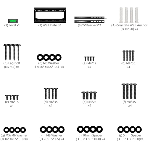 Fixed TV Wall Mount, Low Profile TV Mount for Most 26-65 inch Flat/Curved TVs, Wall Mount TV Bracket with Max VESA 400X400mm Holds up to 100lbs Fits