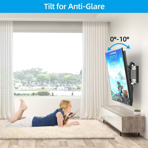 TV Wall Mount Tilt for Most 32-84 inch Flat Curved TV, Low Profile Tilting Wall Mount TV Bracket Fits 16”-18”-24” Wood Stud, Max VESA 600X400mm, Up