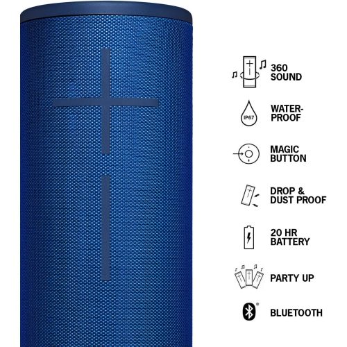Boîte ouverte - Haut-parleur sans fil portatif Bluetooth MEGABOOM 3 d'Ultimate Ears - Bleu lagon (984-001392)