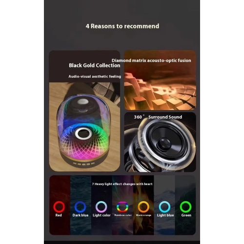 Bluetooth speaker home wireless glass RGB lighting portable desktop small subwoofer audio