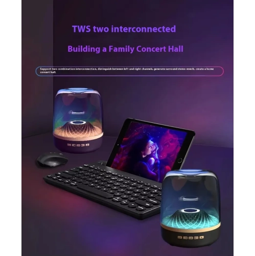 Bluetooth speaker home wireless glass RGB lighting portable desktop small subwoofer audio