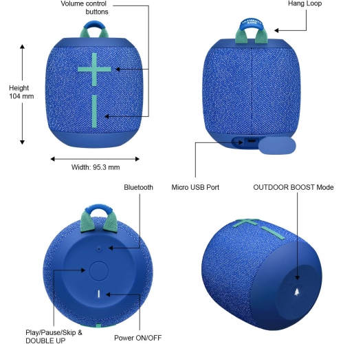 Boîte ouverte - Ultimate Ears Wonderboom 2 - Haut-parleur Bluetooth sans fil portatif, son Big Bass 360, étanche et hermétique à la poussière IP67,