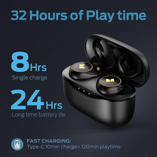 Monster Achieve 300 AirLinks Wireless Earbuds, Bluetooth 5.3 in-Ear Headphones, Touch Control, Built-in Microphone, USB-C Fast Charging, 32H