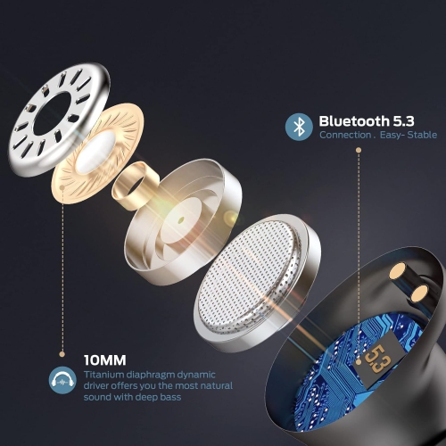 Monster Achieve 300 AirLinks Wireless Earbuds, Bluetooth 5.3 in-Ear Headphones, Touch Control, Built-in Microphone, USB-C Fast Charging, 32H