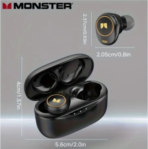 Monster Achieve 300 AirLinks Wireless Earbuds, Bluetooth 5.3 in-Ear Headphones, Touch Control, Built-in Microphone, USB-C Fast Charging, 32H