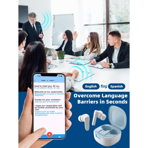 Language Translator Earbuds, Support 144 Languages & Accents AI Translation Two-Way Translation Translator Device Wireless Earphones