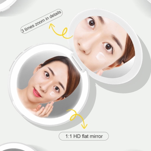 Portable Bluetooth Speaker with Fill Light, Makeup Mirror, Touch Control, White