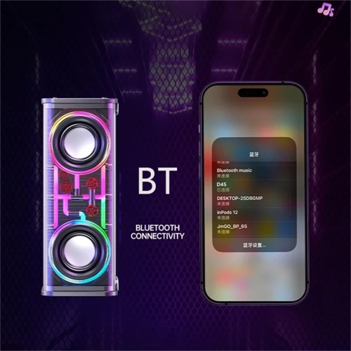 Transparent Mecha Music Speaker Bluetooth Wireless Subwoofer TWS Lightweight Portable Speaker 10W High Power Party Amplifier