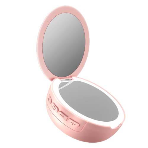 Portable Bluetooth Speaker with Fill Light, Makeup Mirror, Touch Control, Pink